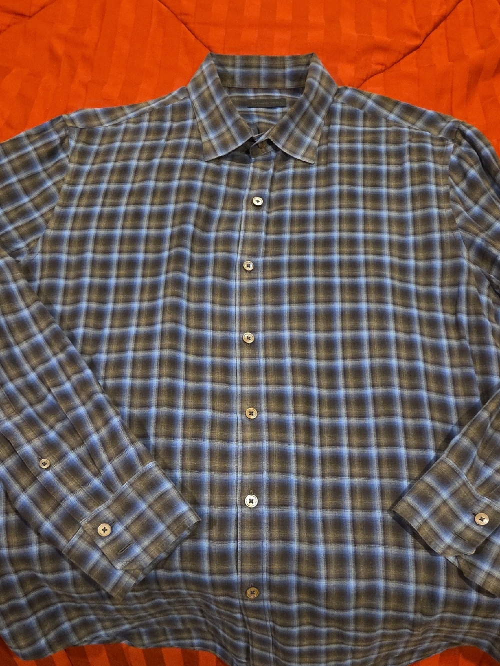 Zachary Prell Blue and Gray Plaid Shirt. Size Large